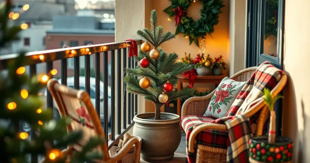 ideias de decoração de natal pequena para varanda