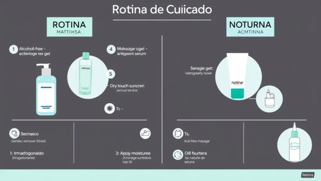 Infográfico: Rotina de Skincare Matinal e Noturna Para Pele Oleosa