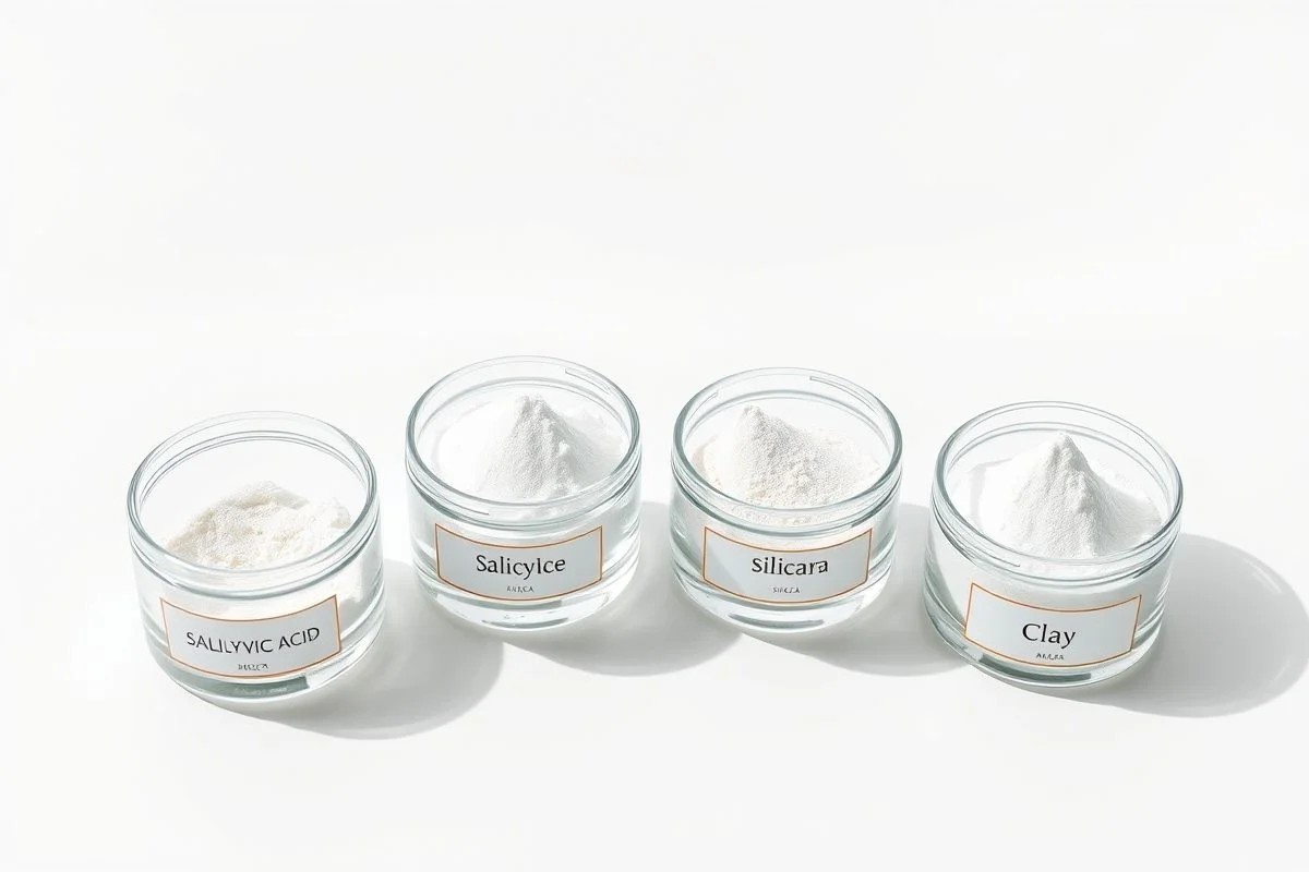 Ingredientes para pele oleosa: ácido salicílico, niacinamida, sílica, argila.