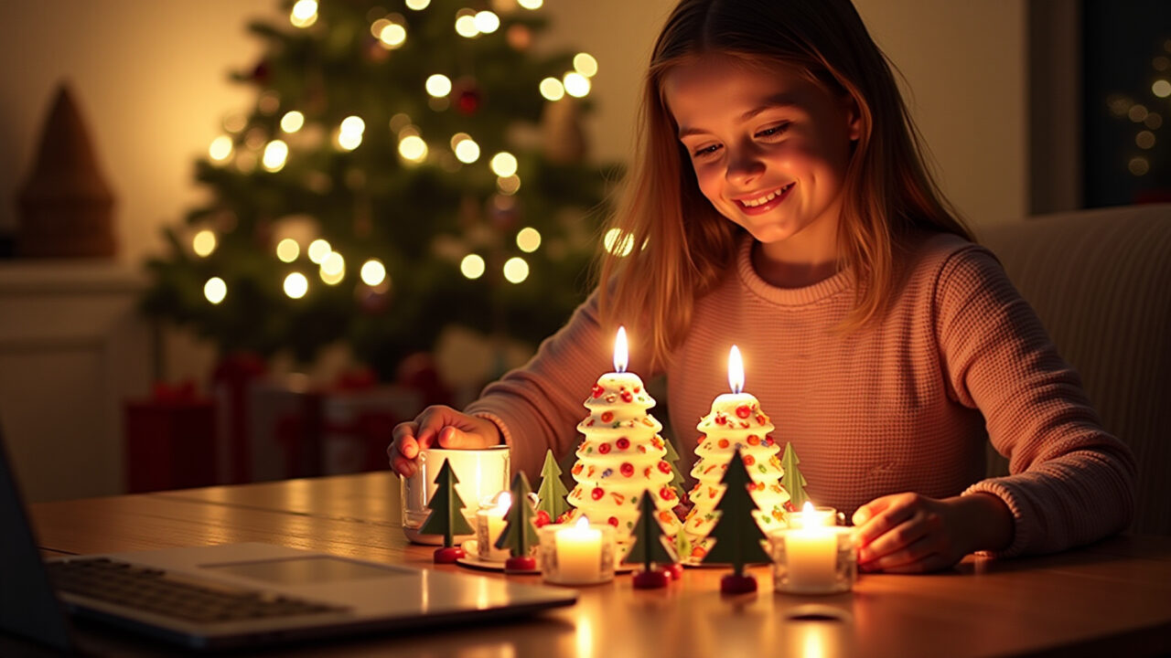 Decoração de Natal interativa com calendário do advento e jogos.