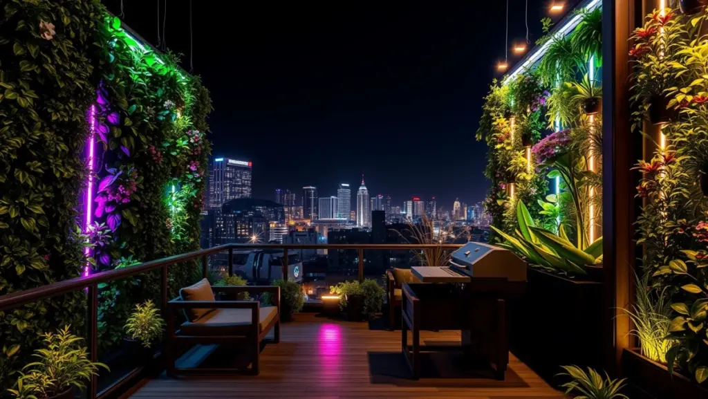 Jardim Suspenso Com Iluminação LED: Ambientes Noturnos