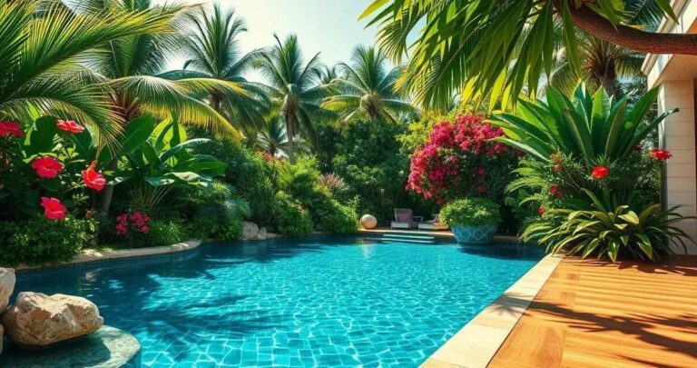 Integre um Jardim Tropical à Sua Piscina Paraíso em Casa