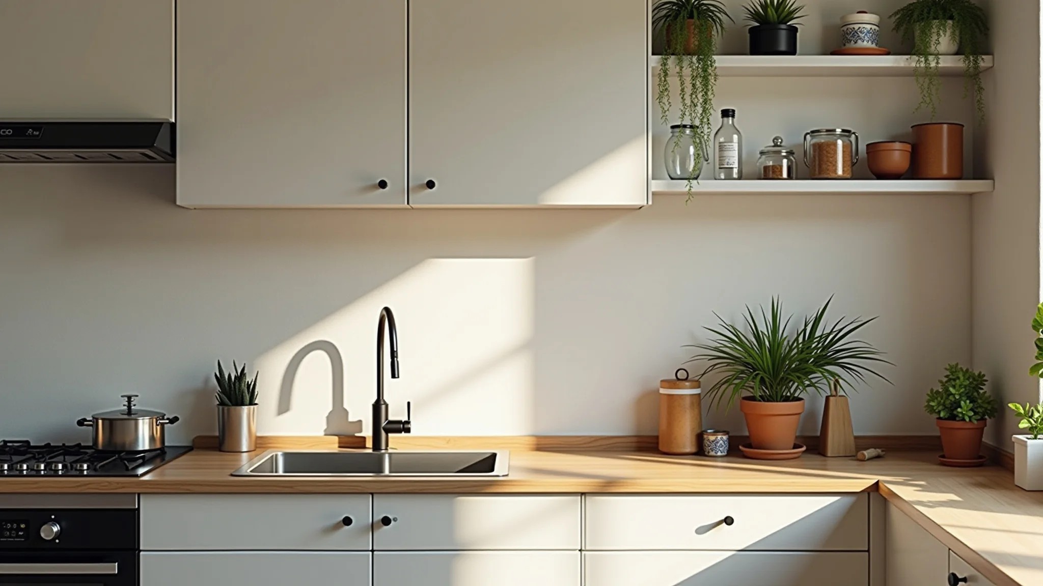 Cozinha brasileira aconchegante projetada com IKEA Home Planner, soluções inteligentes de armazenamento.