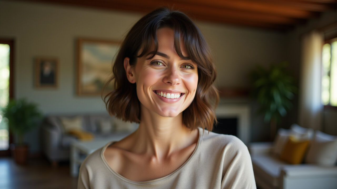 Short bob com franja equilibrando o rosto.