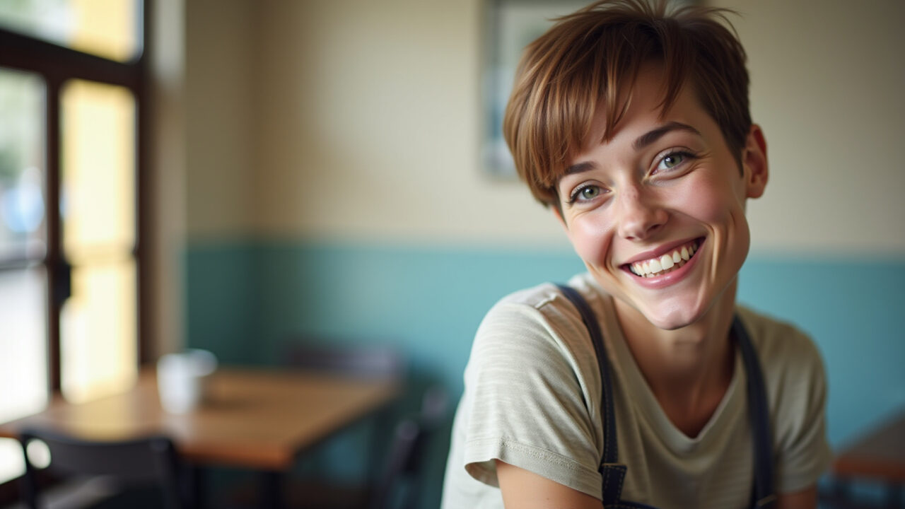 Pixie cut com franja: charme e jovialidade.