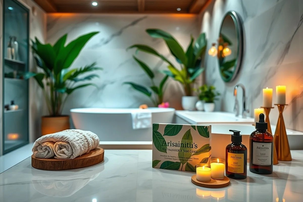 Spa em casa para o Dia das Mães, sais, velas e óleos.