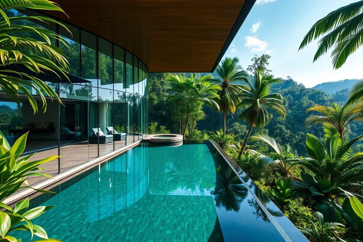 Casa de luxo com vista panorâmica e fachada de vidro no Brasil
