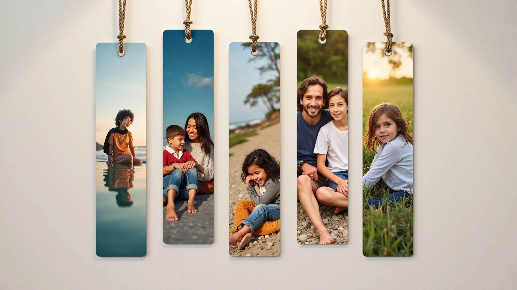 Marcadores magnéticos com fotos de família em estilo brasileiro.