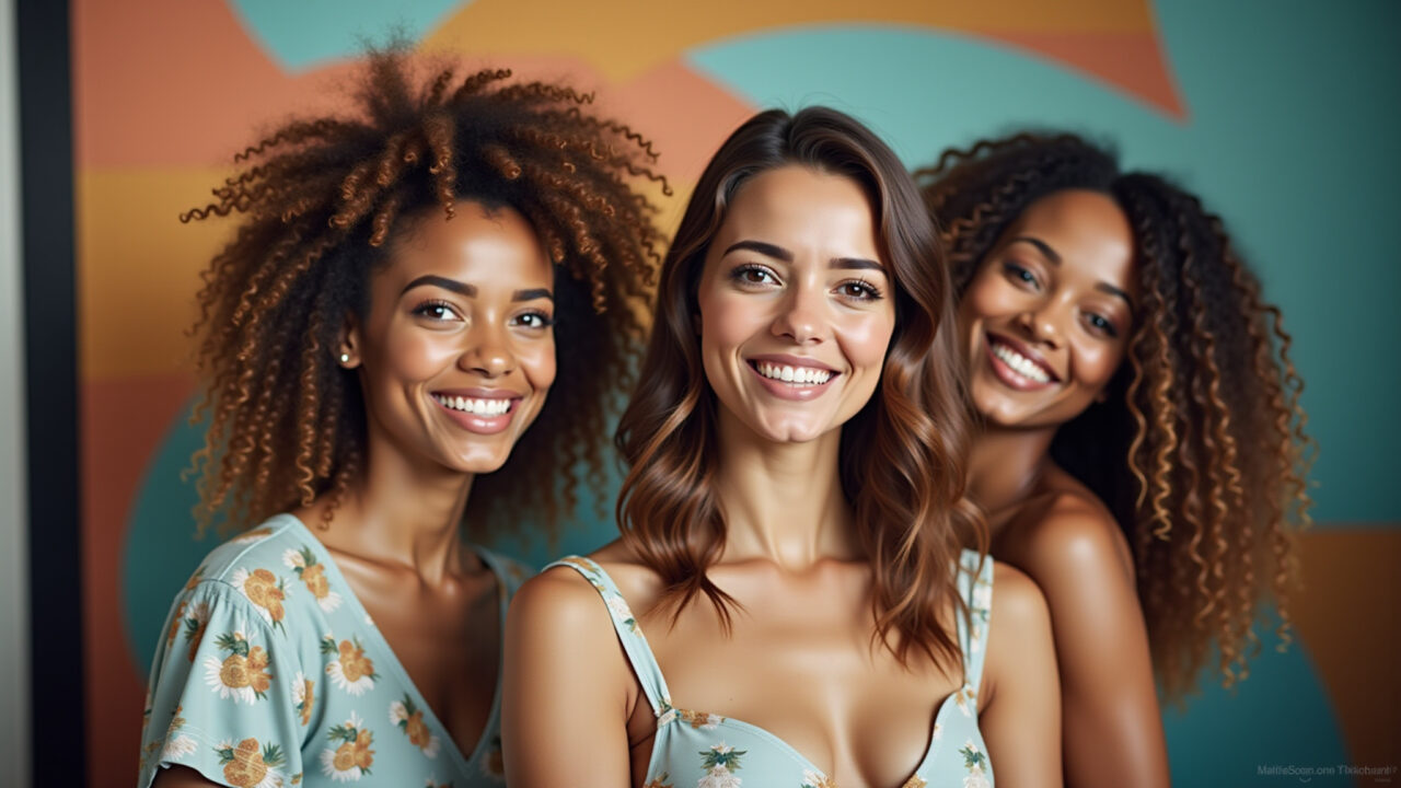 Marco Boni hairbrushes display, various models, vibrant Brazilian setting, natural light, 8K, sharp Exposição de escovas de cabelo Marco Boni.