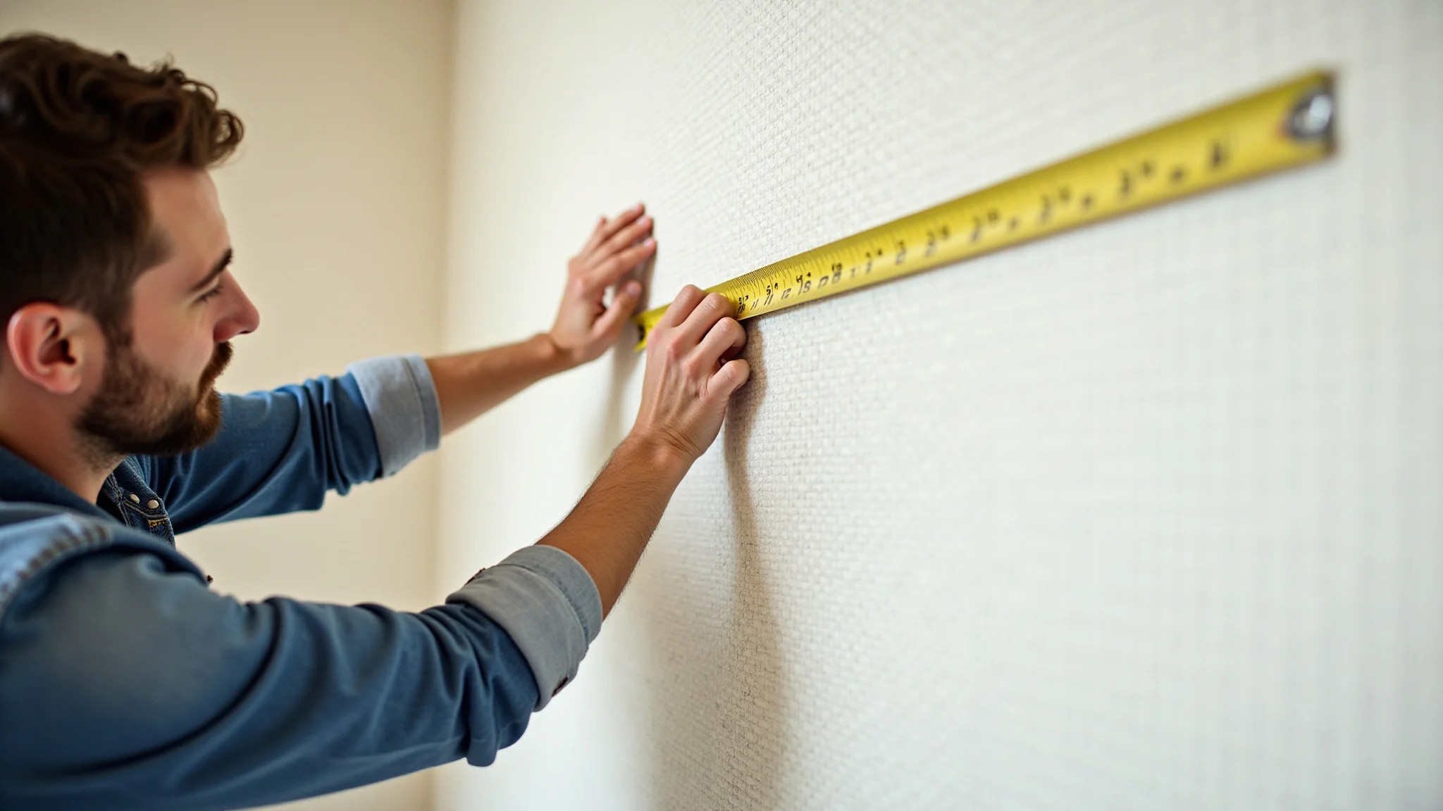 Medindo parede para aplicação de papel de parede, design de interiores brasileiro.