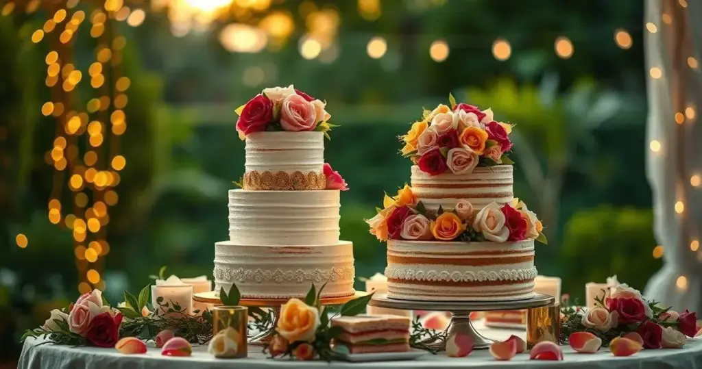 mesa de bolo de casamento