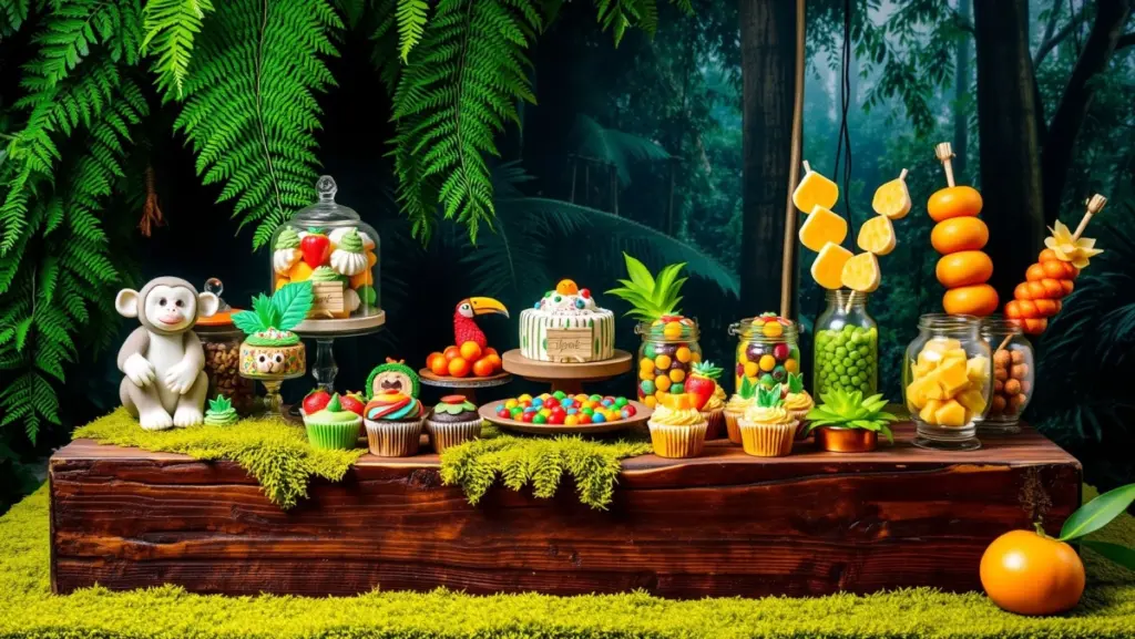 Mesa de Guloseimas Temática: Selva Tropical Brasileira