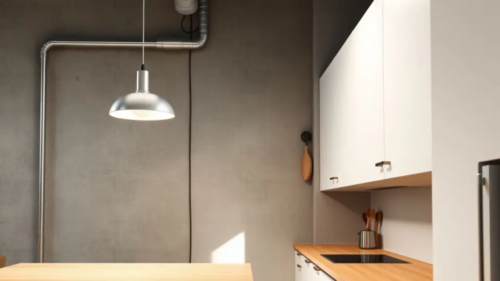 Minimalismo Industrial: Cozinha Clean com Eletrodutos Elegantes