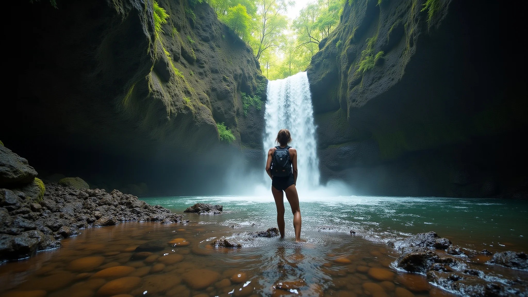 Aventureira negra trilhando na Chapada dos Veadeiros.