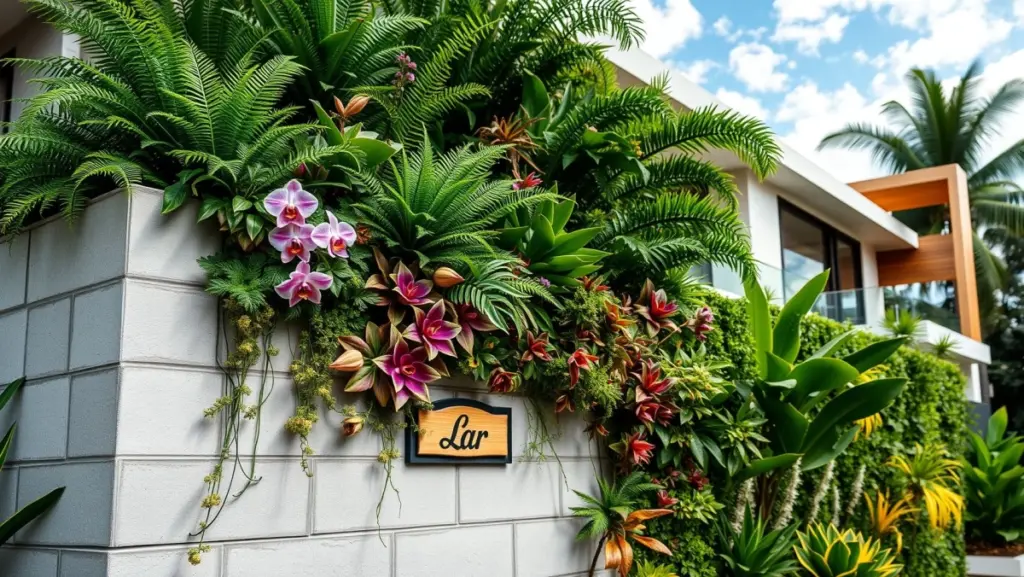 Muro Moderno com Jardim Vertical: Oásis Urbano