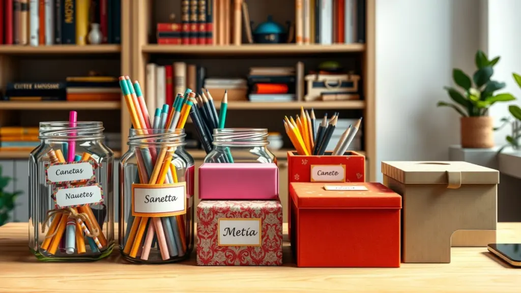 Organização Criativa: Potes e Caixas Decoradas Organização Criativa: Potes e Caixas Decoradas
