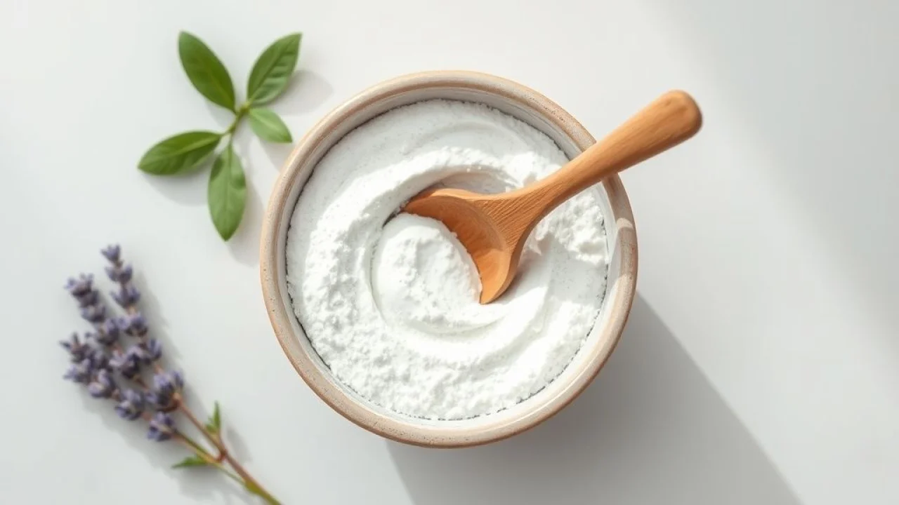 Argila branca em pó com ingredientes naturais para máscara facial.