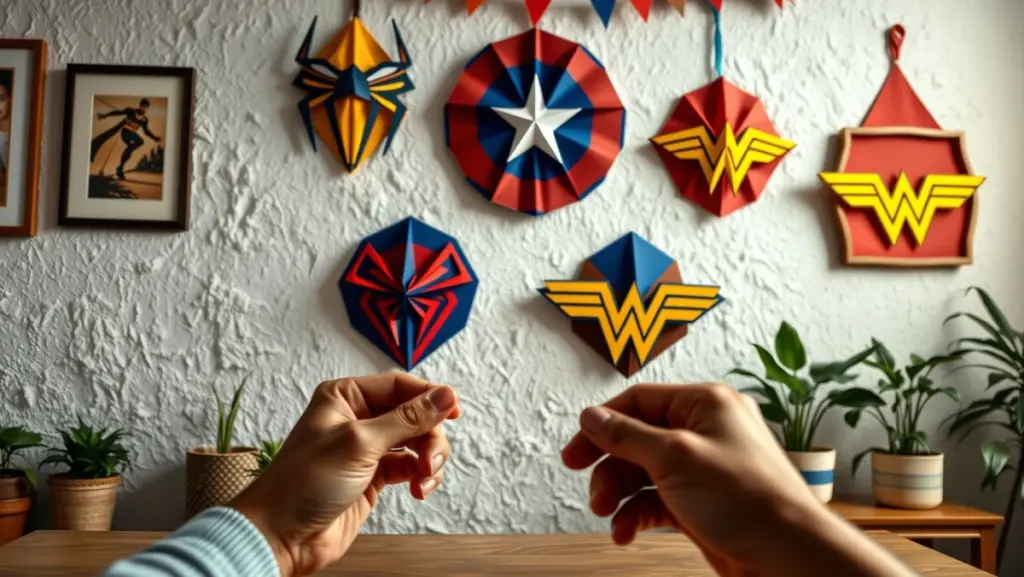 Painel de Super-Heróis em Origami: Decoração DIY