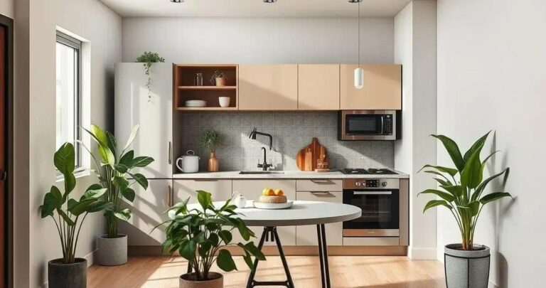 Planta Baixa de Cozinha Pequena Otimizando Cada Centímetro