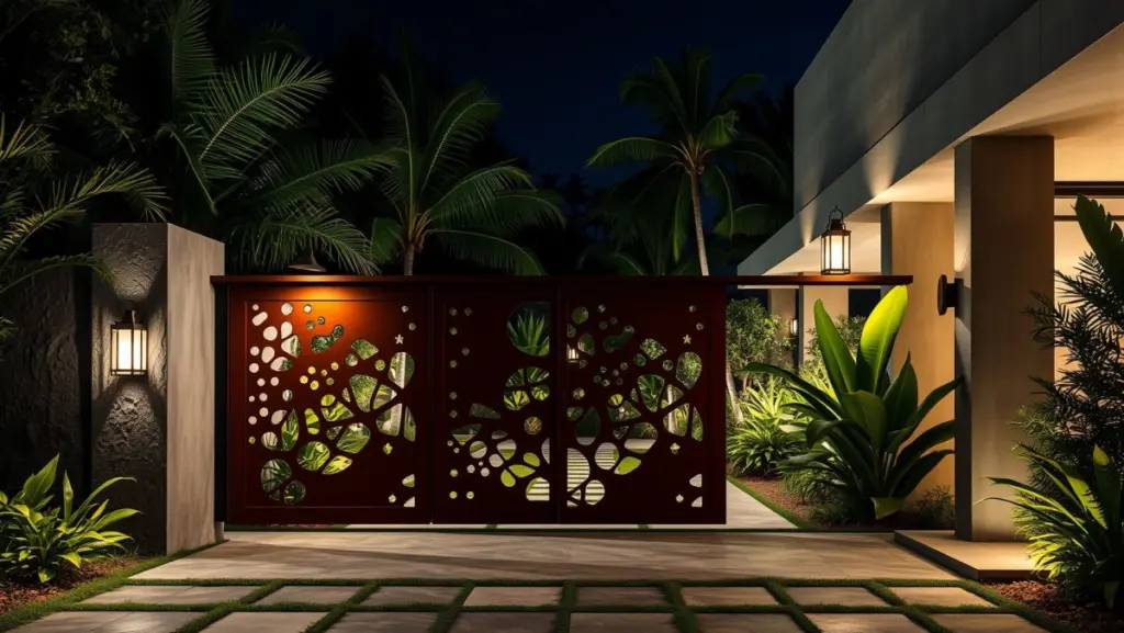 Portões Deslizantes Vazados: Design e Integração no Muro Moderno