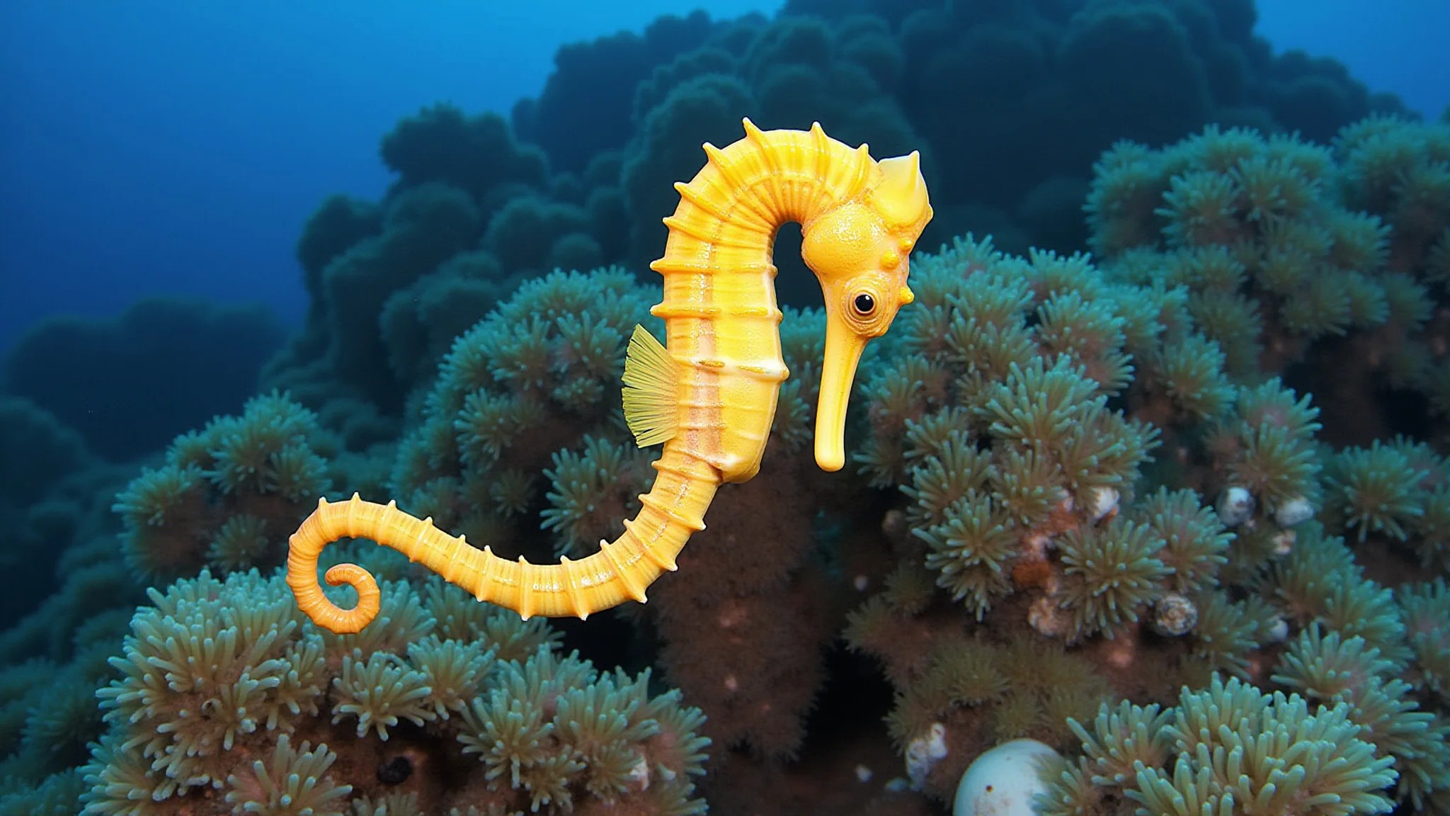 Mergulho em Bocas del Toro, Panamá, close-up de um cavalo-marinho.