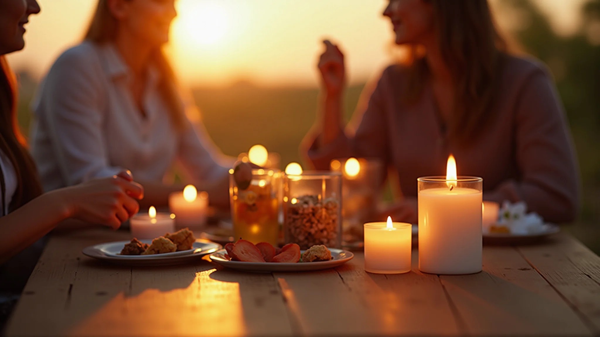 Amigos brasileiros relaxando com velas aromáticas.