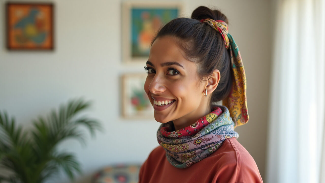 Lenço no cabelo estampado: cor e personalidade para o look.