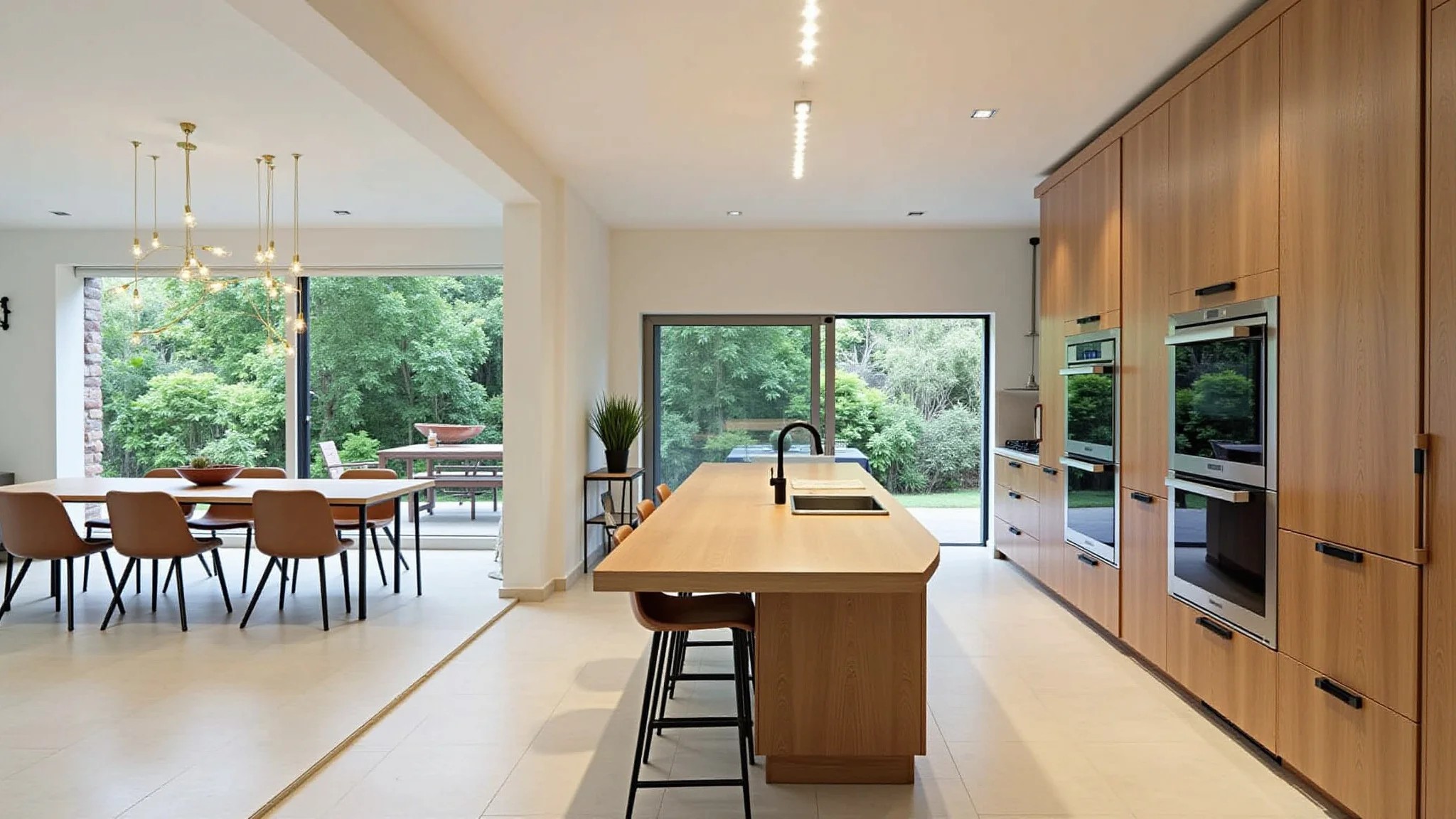 Cozinha renovada com base em planta baixa online, estilo brasileiro, materiais naturais.