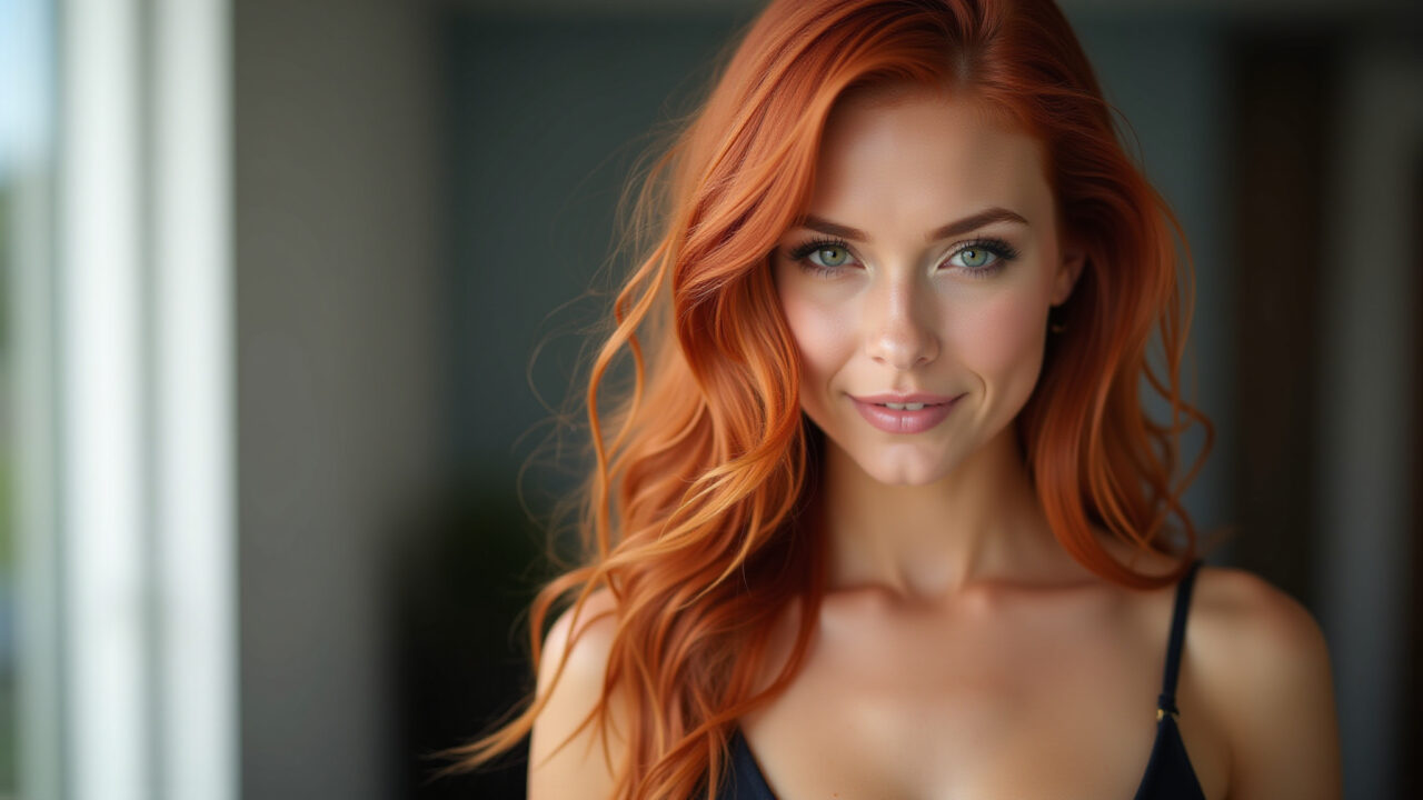 Ombré hair acobreado em cabelos ruivos, moderno e vibrante.