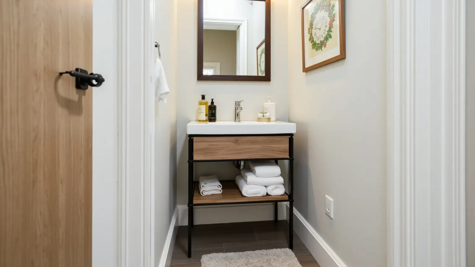 Bancada de Banheiro Pequena e Funcional: 7 Truques de Design Que Você Precisa Conhecer Bancada de banheiro pequena e funcional com soluções inteligentes de armazenamento.