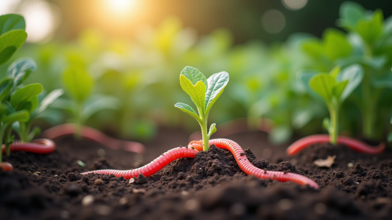 Criação fácil de minhocas na horta para compostagem.