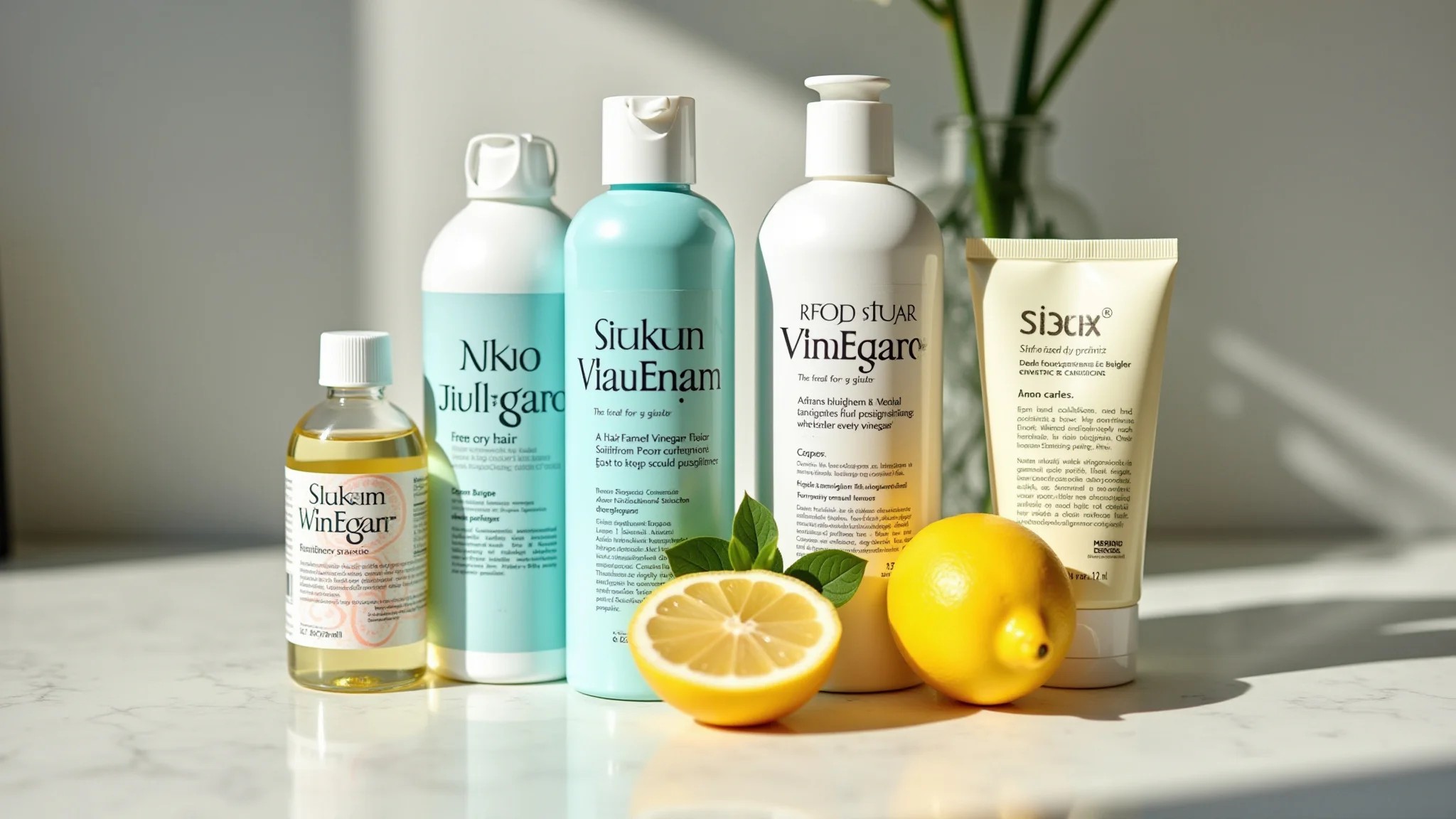 Produtos para acidificação capilar: vinagre, limão e acidificantes.