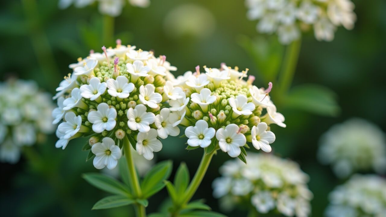 Verbena branca adicionando um toque charmoso ao jardim.