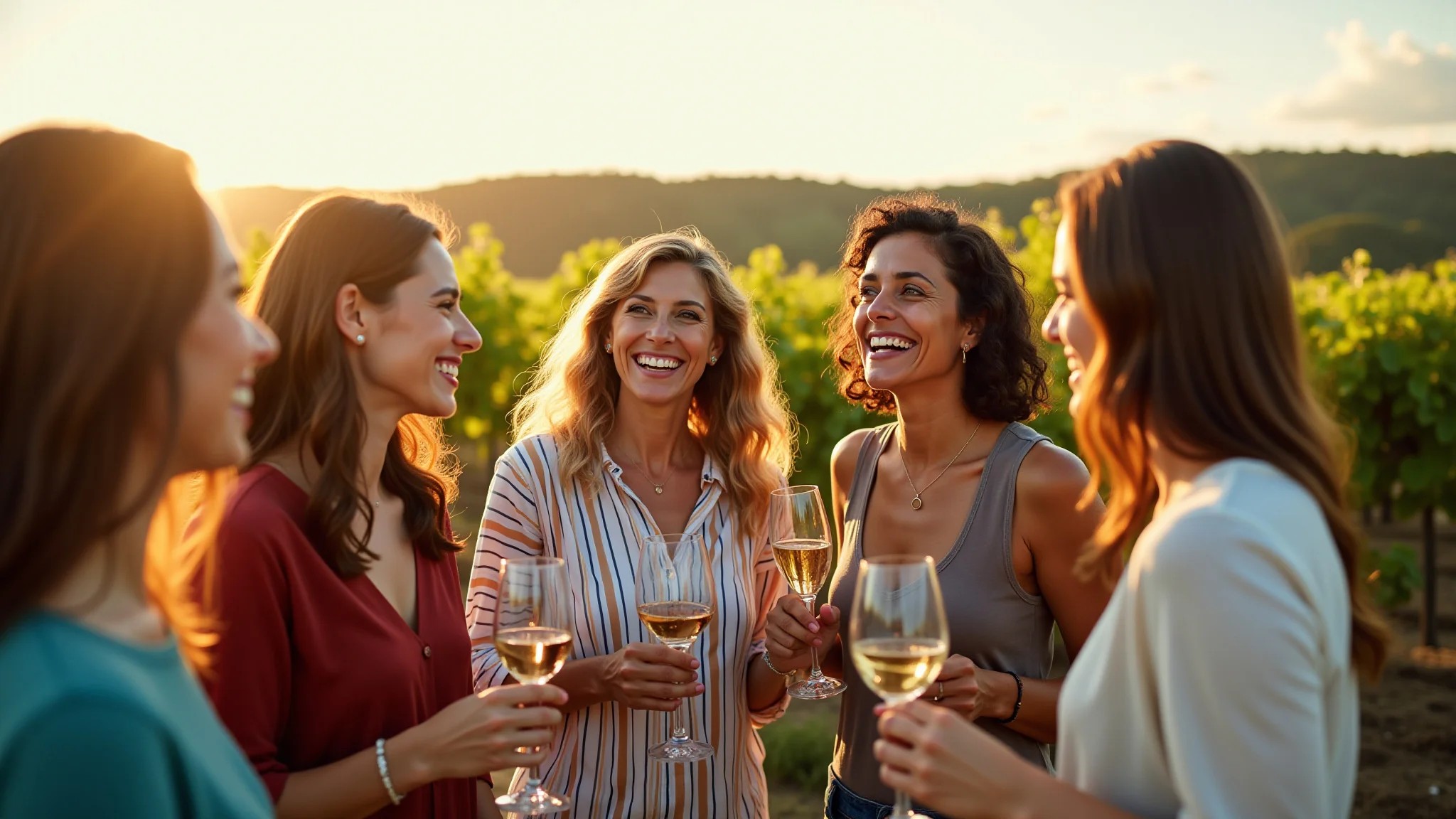 Mulheres brindando em vinícola brasileira, celebrando a vida com vinhos de alta qualidade.