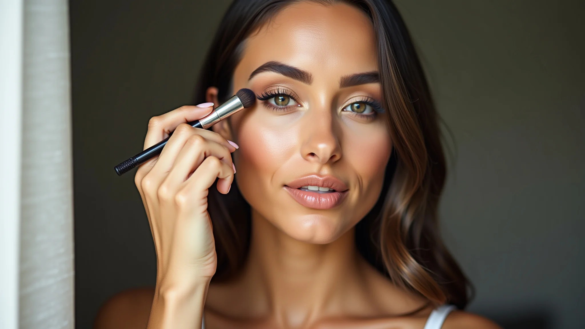 Maquiagem impecável com primer para sombras em pele brasileira.