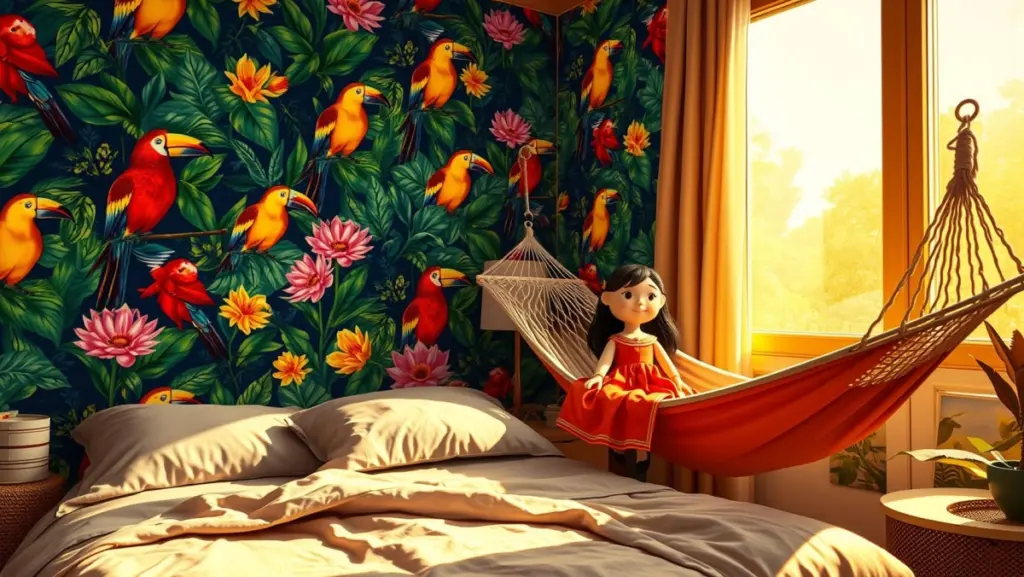 Quarto de Menina Temático: Papel de Parede com Ilustrações Brasileiras