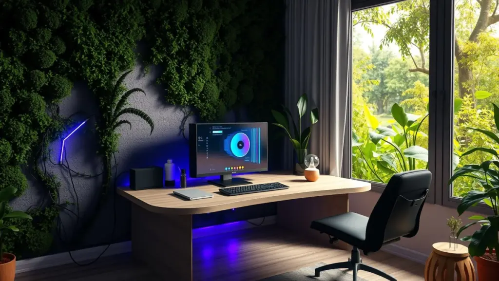 Quarto Gamer Menino: Design Biofílico e Iluminação RGB