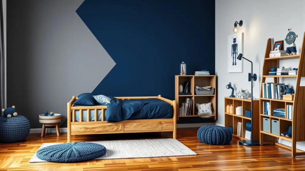 Quarto Infantil Azul e Cinza: Modernidade e Sofisticação