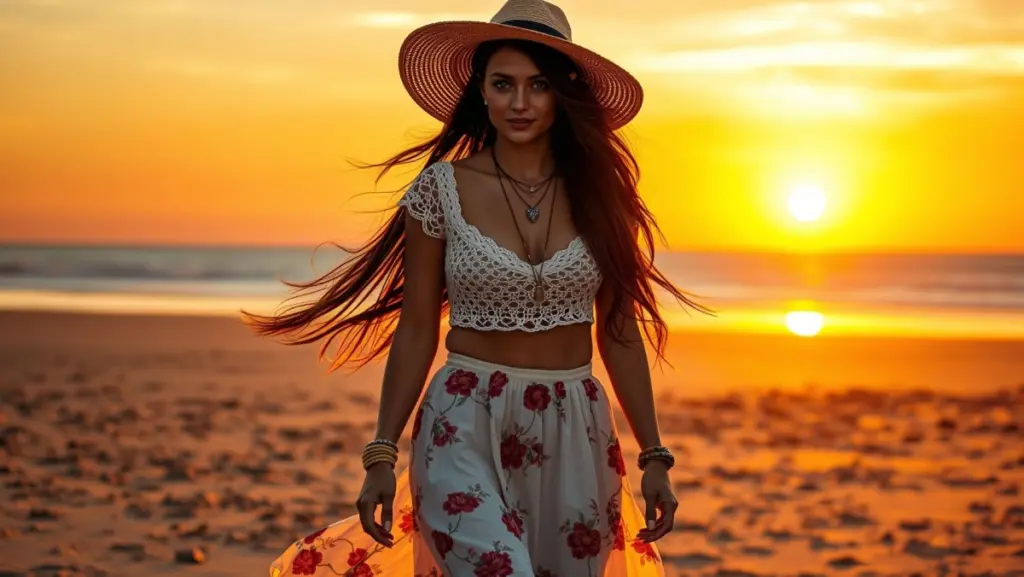 Regata Cropped e Saia Longa: Visual Boho Chic Regata Cropped e Saia Longa: Visual Boho Chic