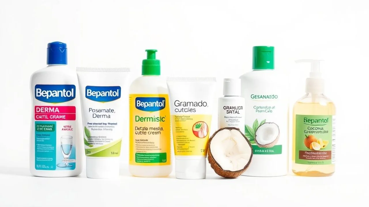Produtos para cuidar das cutículas: Bepantol, Granado e óleo de coco.