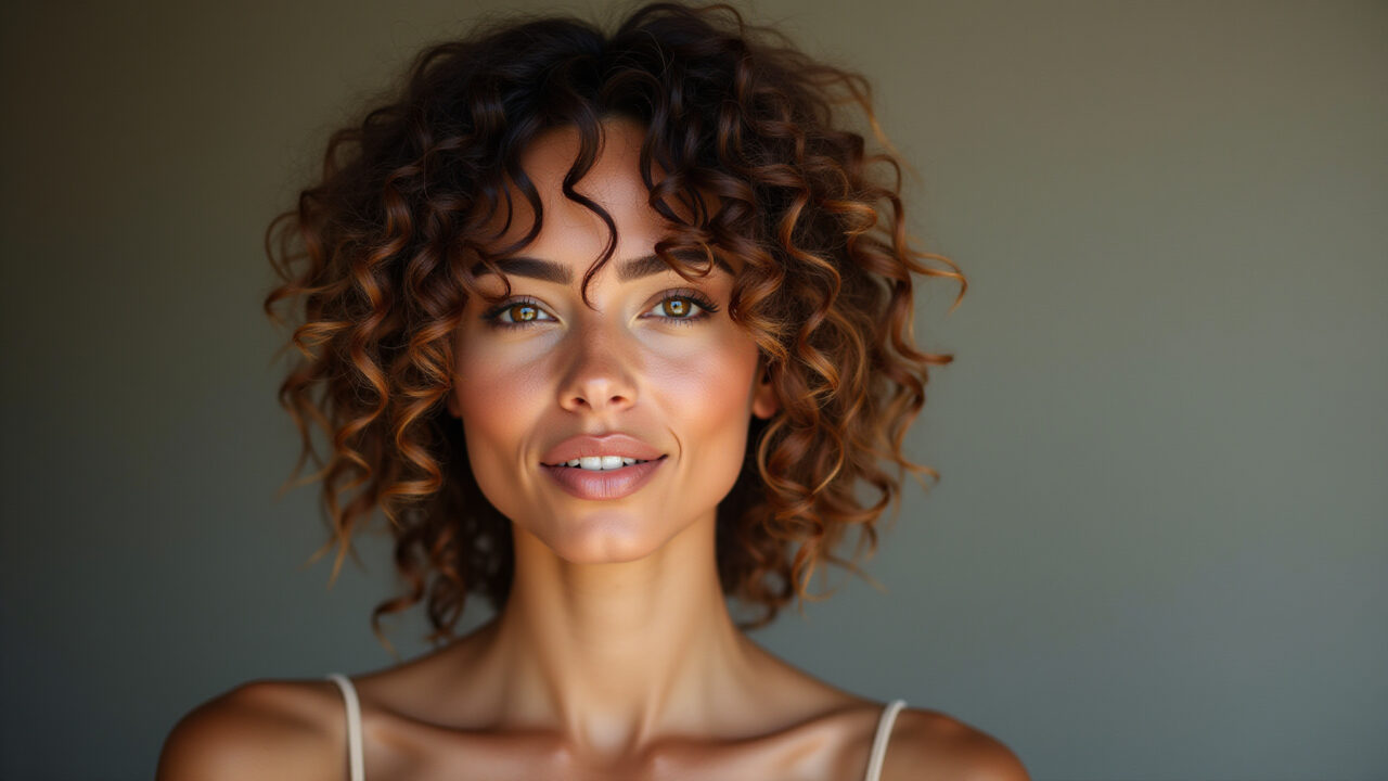 Morena iluminada com shaggy hair.