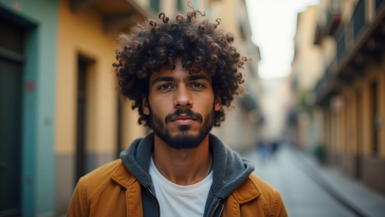 Homem estiloso com shaggy hair masculino.