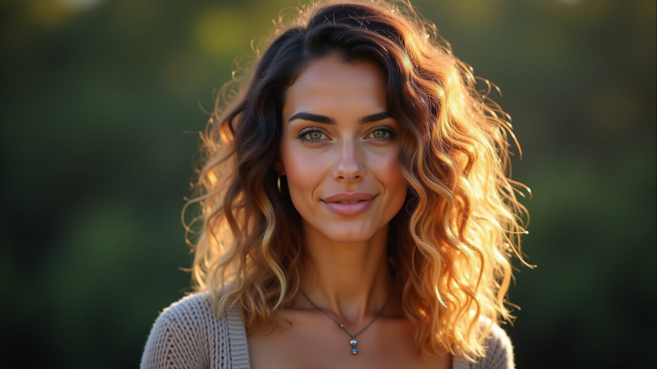 Mulher com shaggy hair e ombre hair.