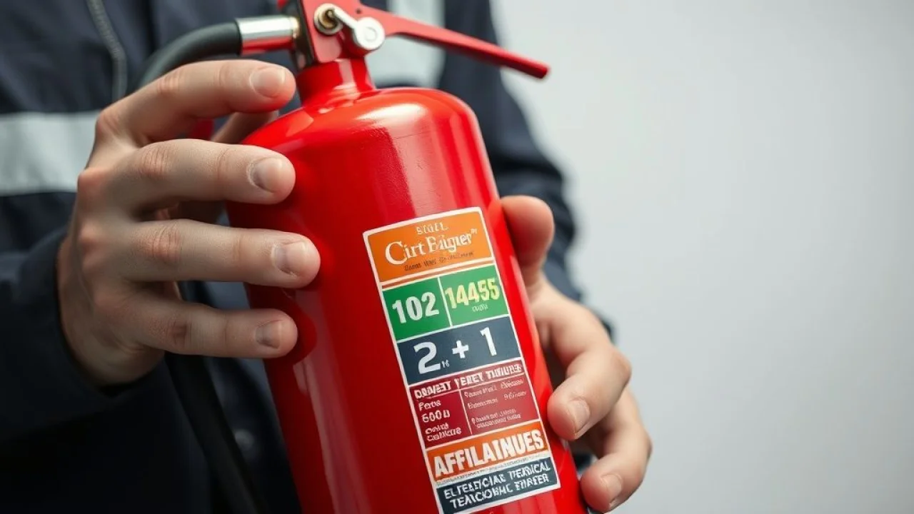 Técnico inspecionando extintor de CO2