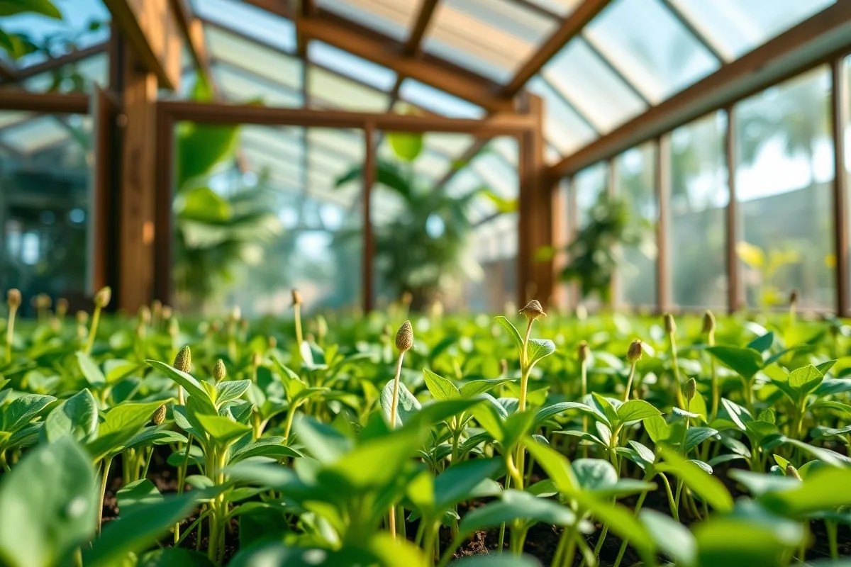 Sequência em time-lapse de mudas germinando e crescendo, plantas brasileiras