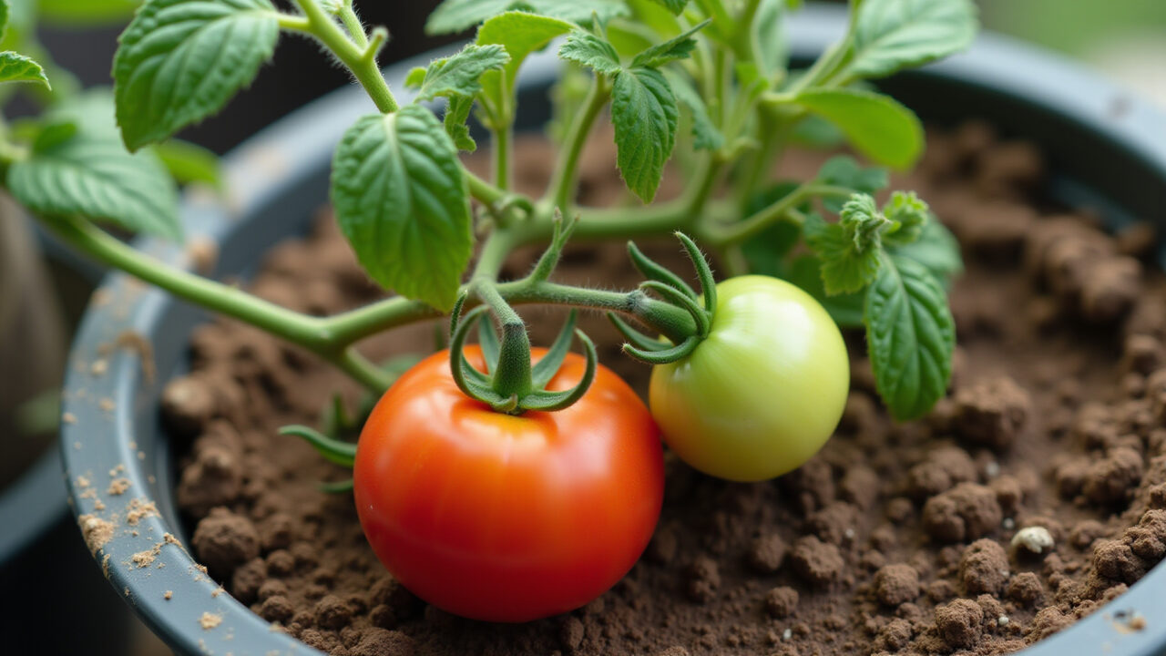 Vaso de tomate com furos de drenagem.