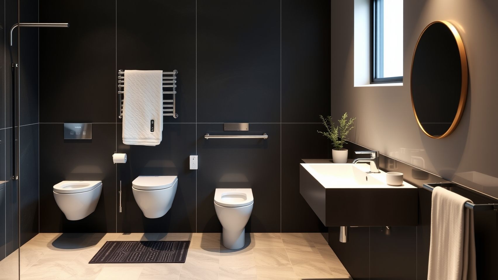Banheiro acessível moderno: design inclusivo, funcional e bonito