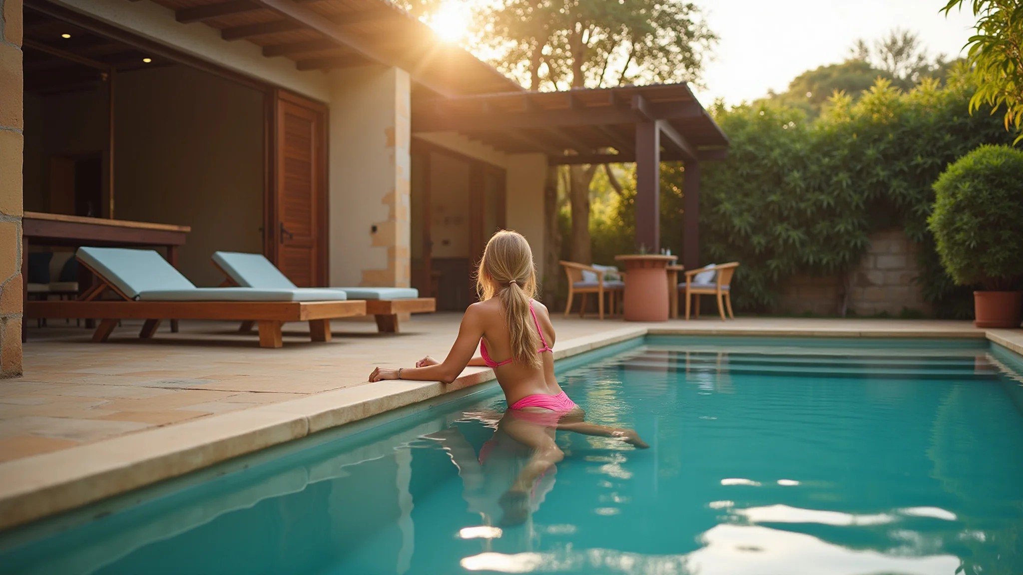 Mulher relaxando em piscina privativa no UXUA Casa Hotel, Trancoso.