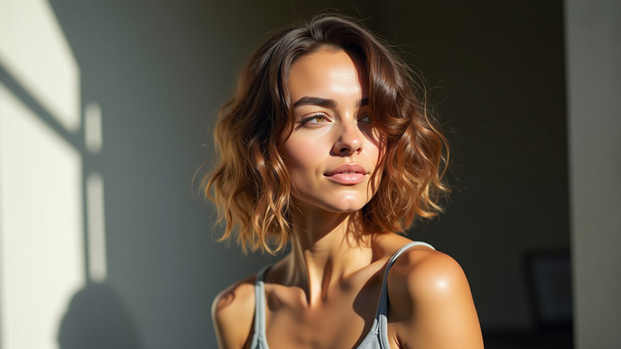 Corte em camadas em V, volume e movimento nas pontas.