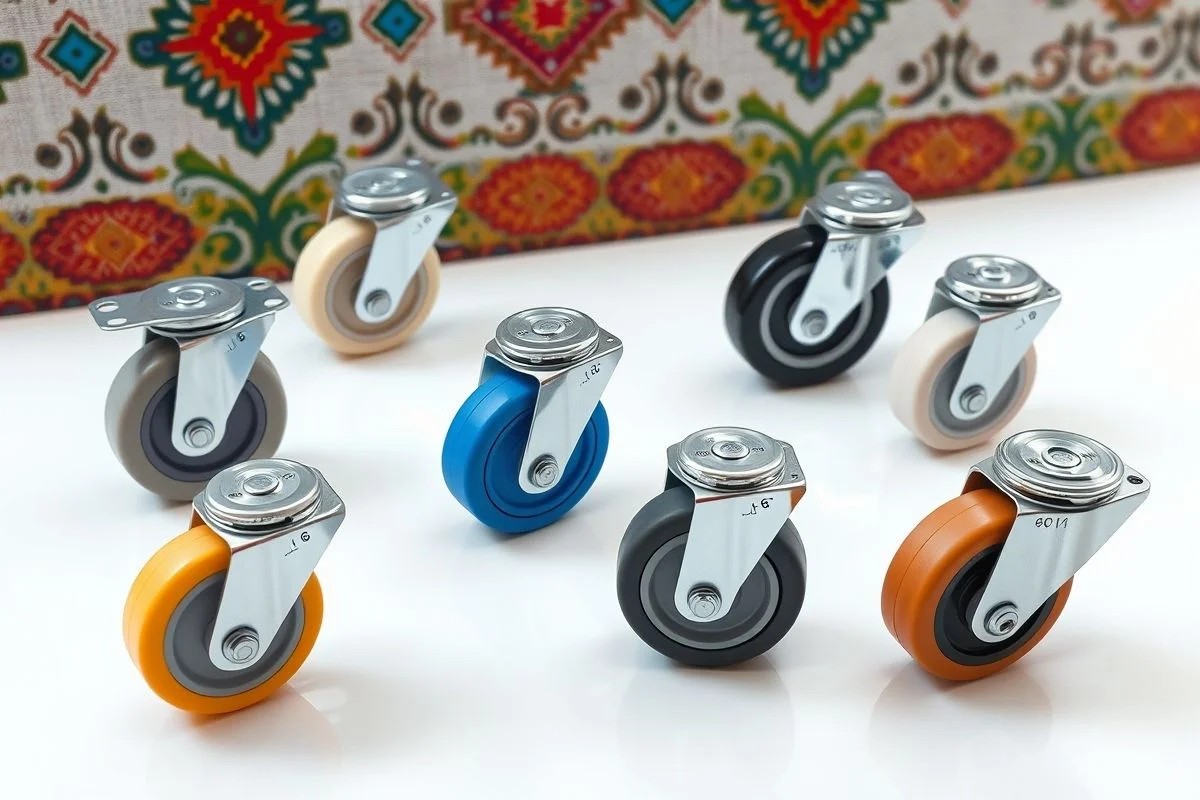 Diversos tipos de rodízios: nylon, borracha, poliuretano e silicone.
